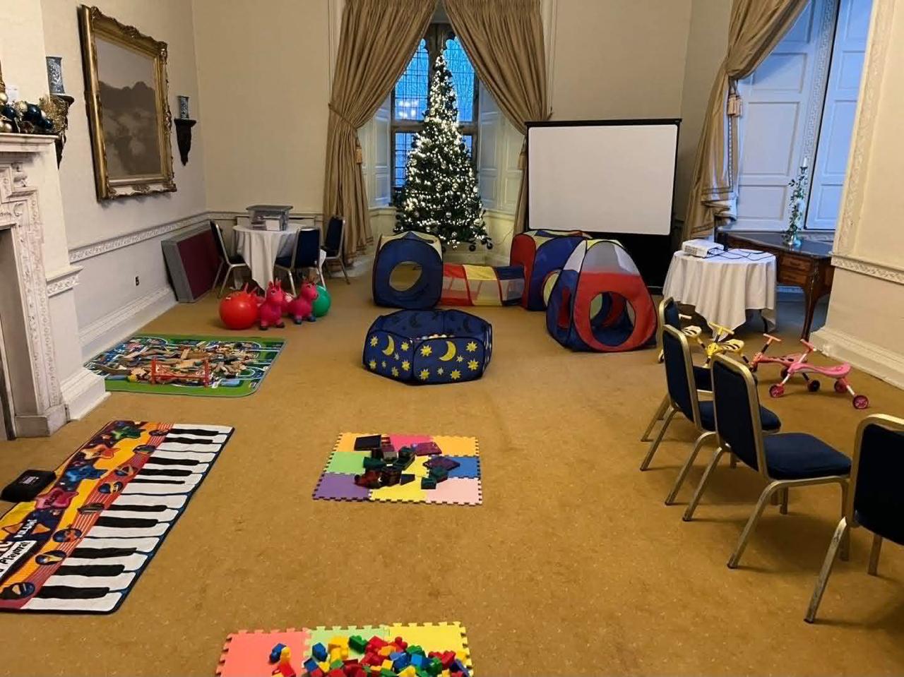 Mobile creche setup for wedding childcare